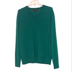 Banana Republic Men's Merino Wool V Neck Sweater Sz Large Kelly Green Preppy